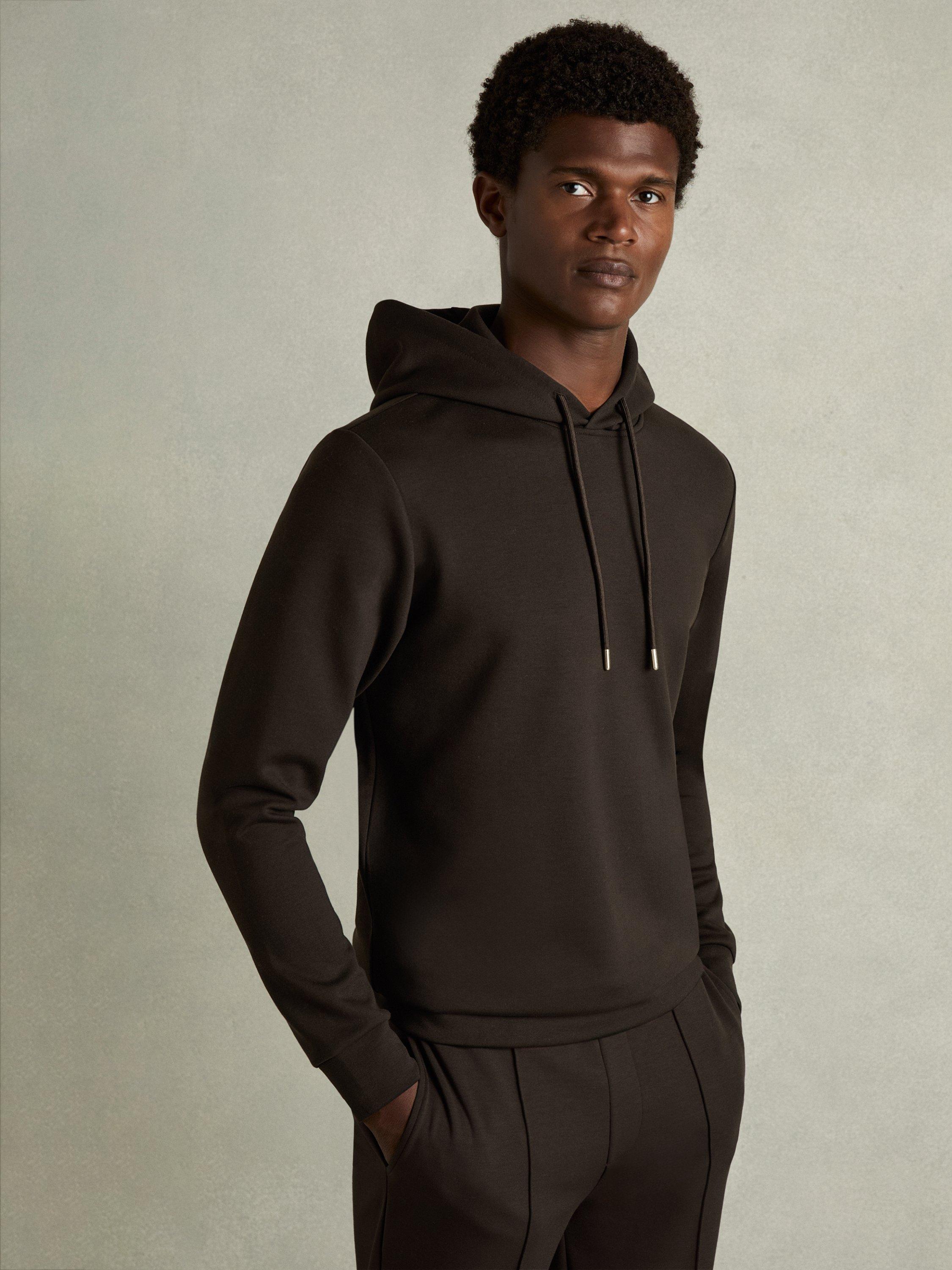 Reiss Fabien Hoodie, Chocolate Brown