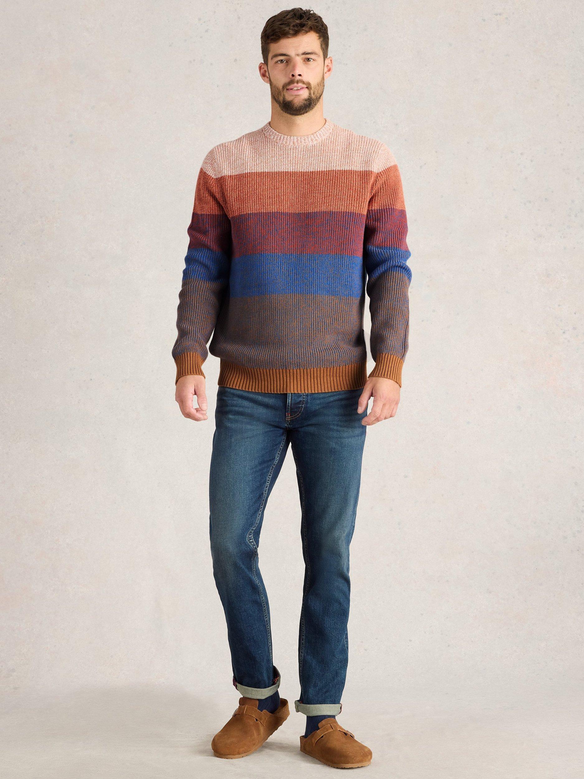 White Stuff Twisted Colour Block Crew Neck Jumper, Pink/Multi