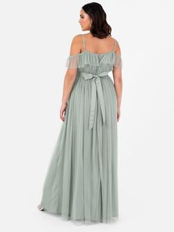 Anaya With Love Wrap Cold Shoulder Tulle Maxi Dress - view 2, Frosty Green