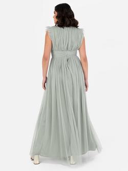 Anaya With Love Flutter Sleeve Thigh Split Maxi Dress - view 2, Frosty Green