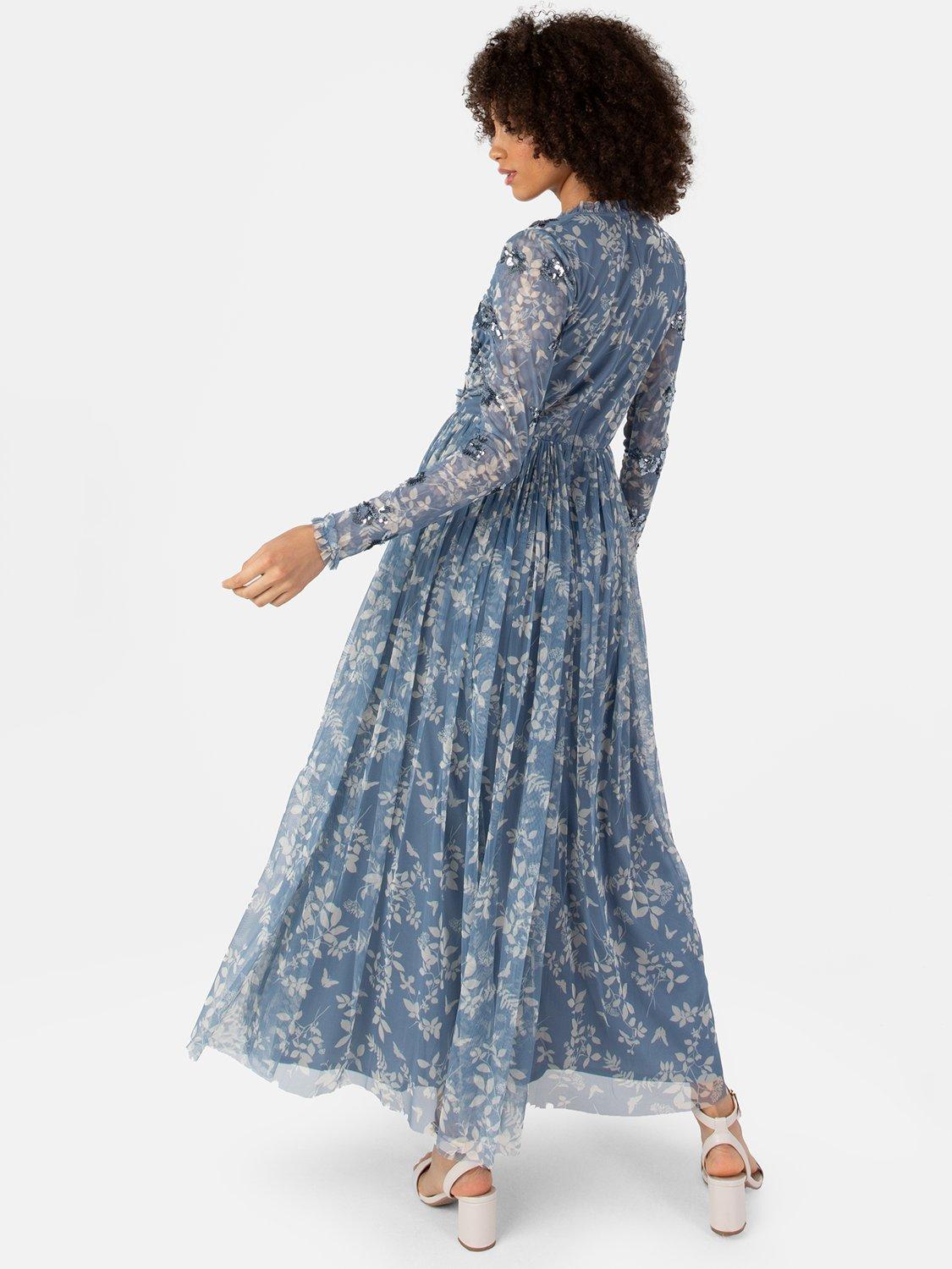 Product image 2 of 5, which shows Anaya With Love Floral Wrap Midaxi Dress, Blue Floral Print, 6