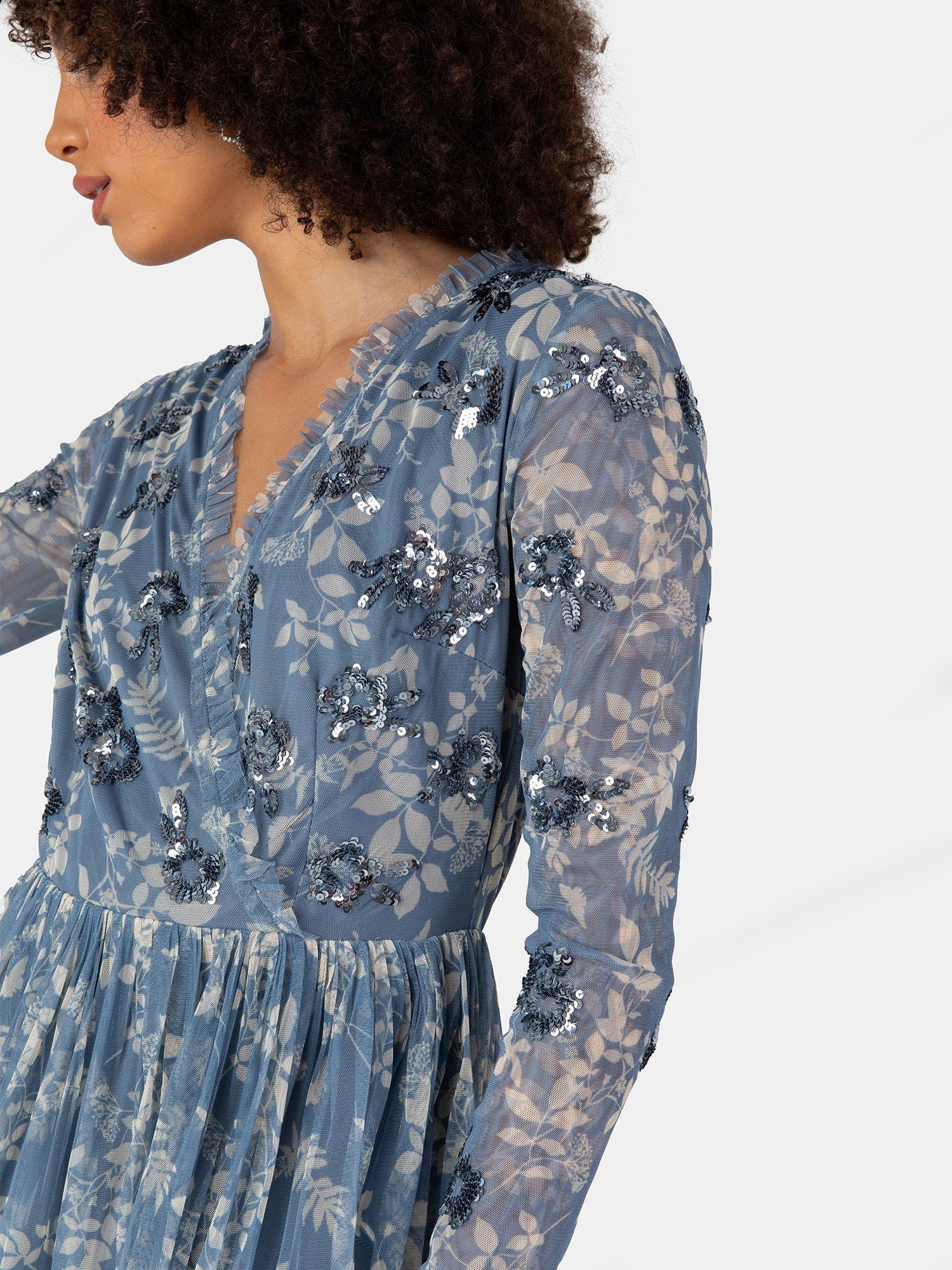 Product image 3 of 5, which shows Anaya With Love Floral Wrap Midaxi Dress, Blue Floral Print, 6