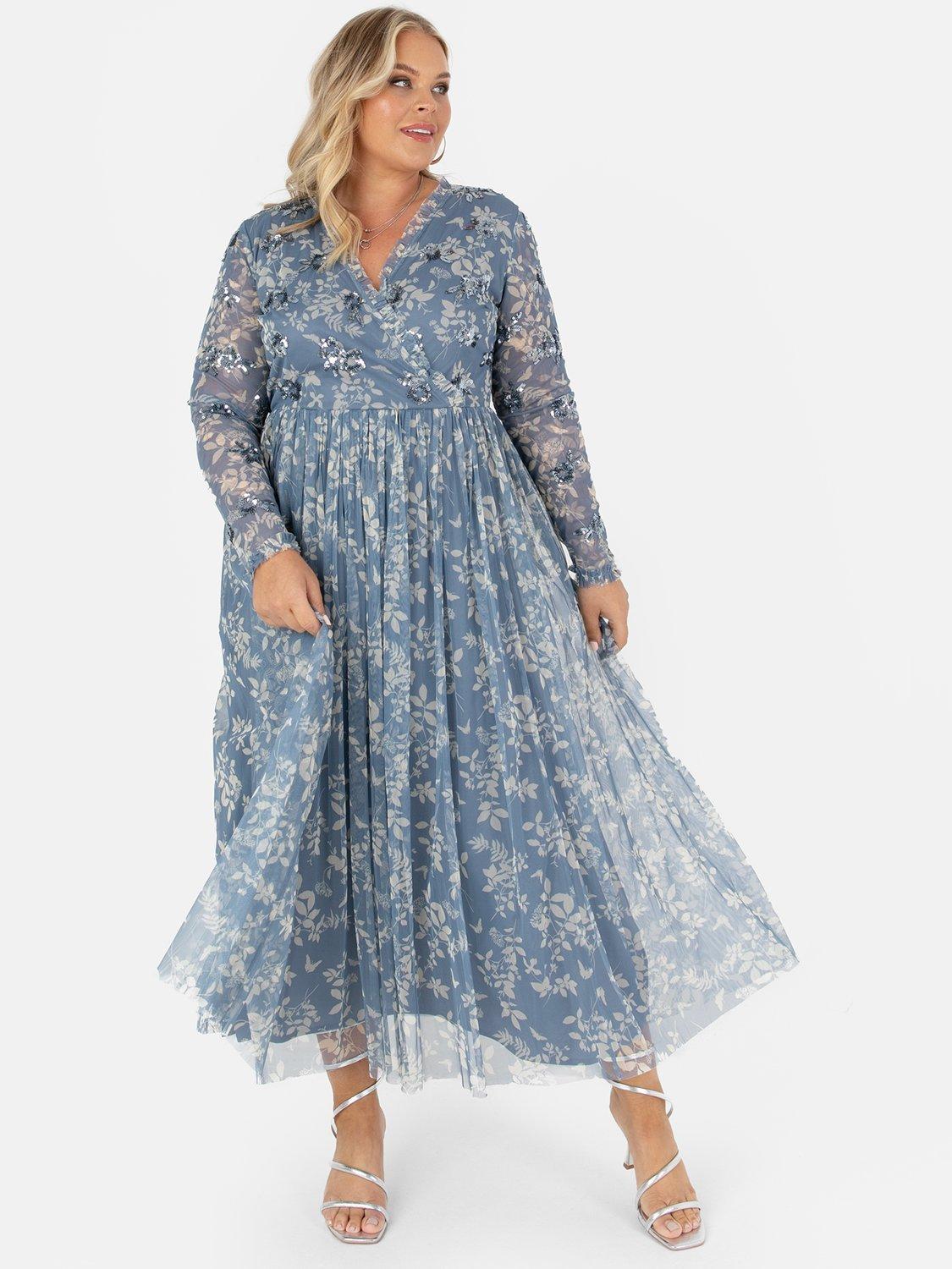 Product image 5 of 5, which shows Anaya With Love Floral Wrap Midaxi Dress, Blue Floral Print, 6