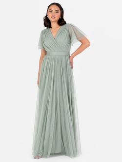 Anaya With Love Wrap Tulle Maxi Dress, Frosty Green