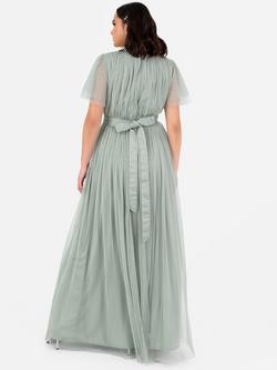 Anaya With Love Wrap Tulle Maxi Dress - view 2, Frosty Green