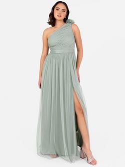 Anaya With Love Asymmetric Tulle Maxi Dress, Frosty Green