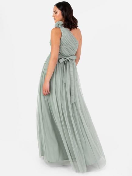 Anaya With Love Asymmetric Tulle Maxi Dress - view 2, Frosty Green