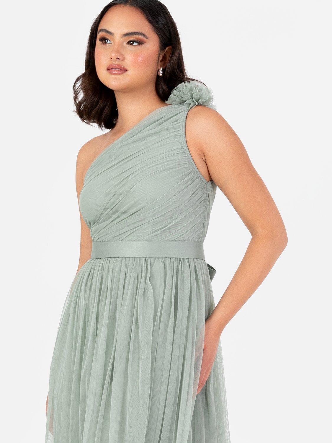 Product image 3 of 5, which shows Anaya With Love Asymmetric Tulle Maxi Dress, Frosty Green, 6