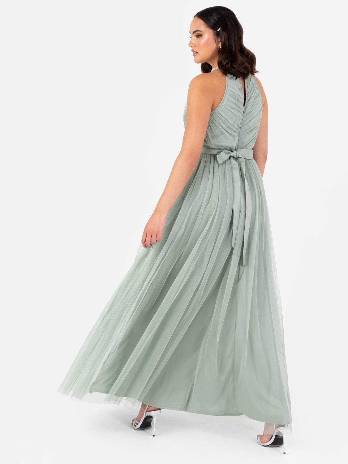 Product image 2 of 4, which shows Anaya With Love Halterneck Sash Tie Belt Maxi Dress, Frosty Green, 6