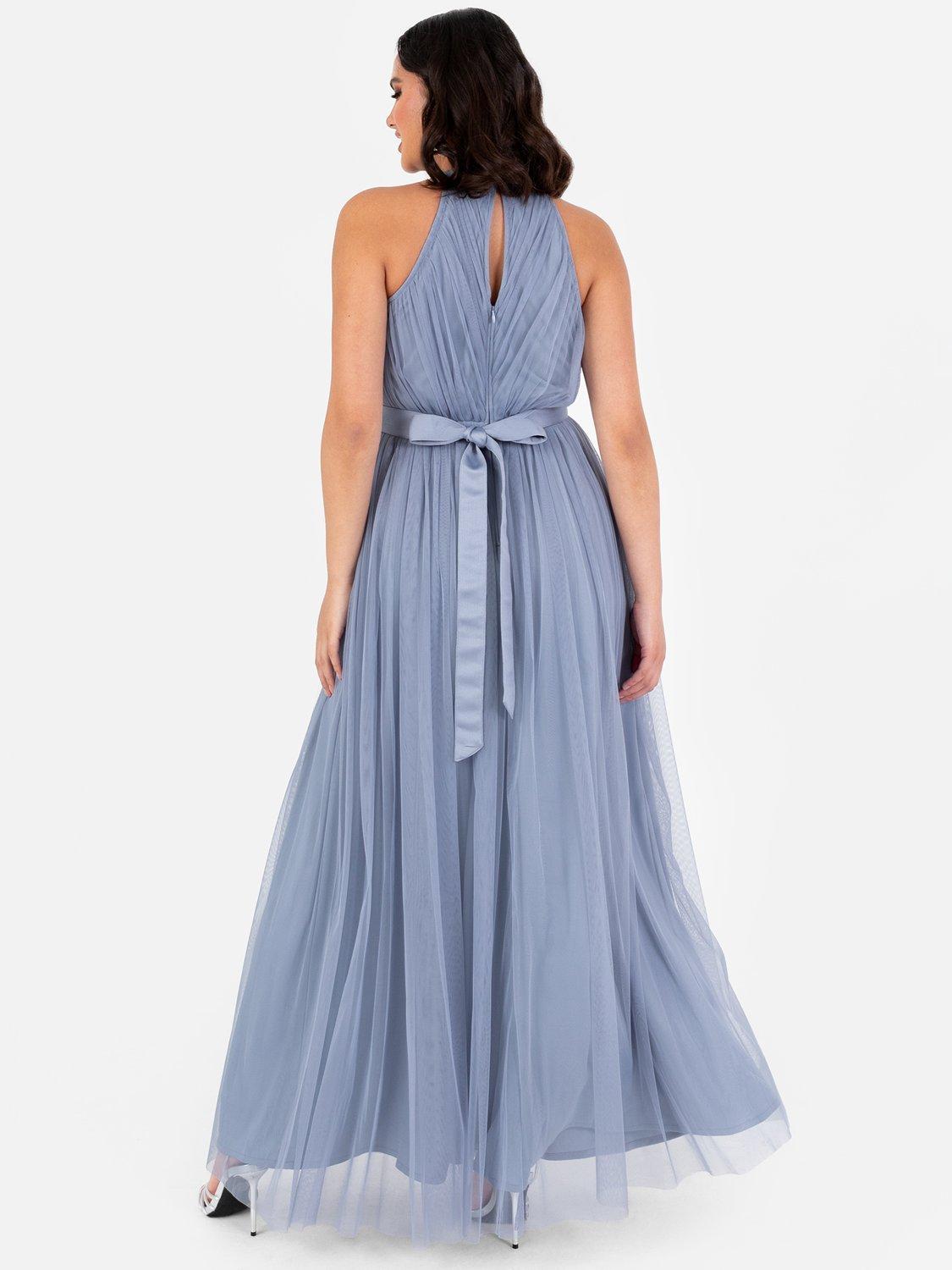 Product image 2 of 4, which shows Anaya With Love Halterneck Sash Tie Belt Maxi Dress, Slate Blue, 6
