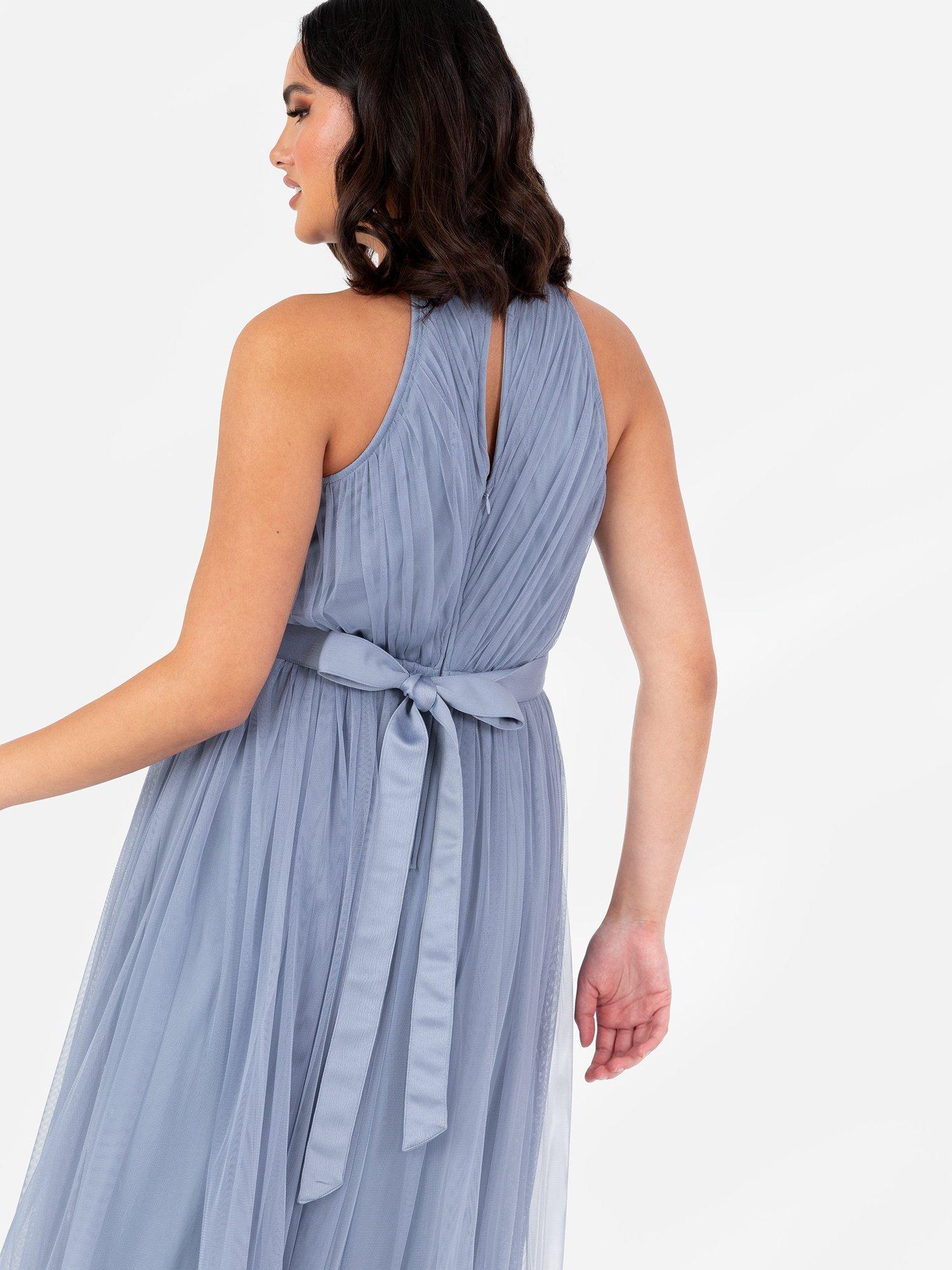 Product image 4 of 4, which shows Anaya With Love Halterneck Sash Tie Belt Maxi Dress, Slate Blue, 6