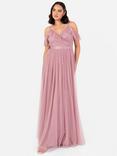 Anaya With Love Wrap Cold Shoulder Tulle Maxi Dress