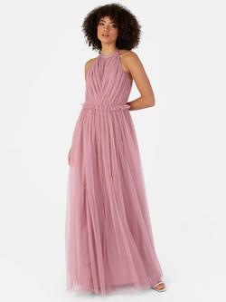 Anaya With Love Halterneck Keyhole Maxi Dress, Bridal Rose