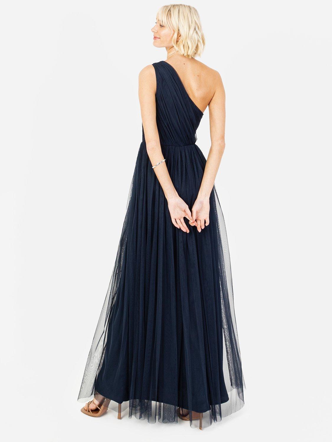 Product image 2 of 5, which shows Anaya With Love Tulle Asymmetric Maxi Dress, Navy, 6