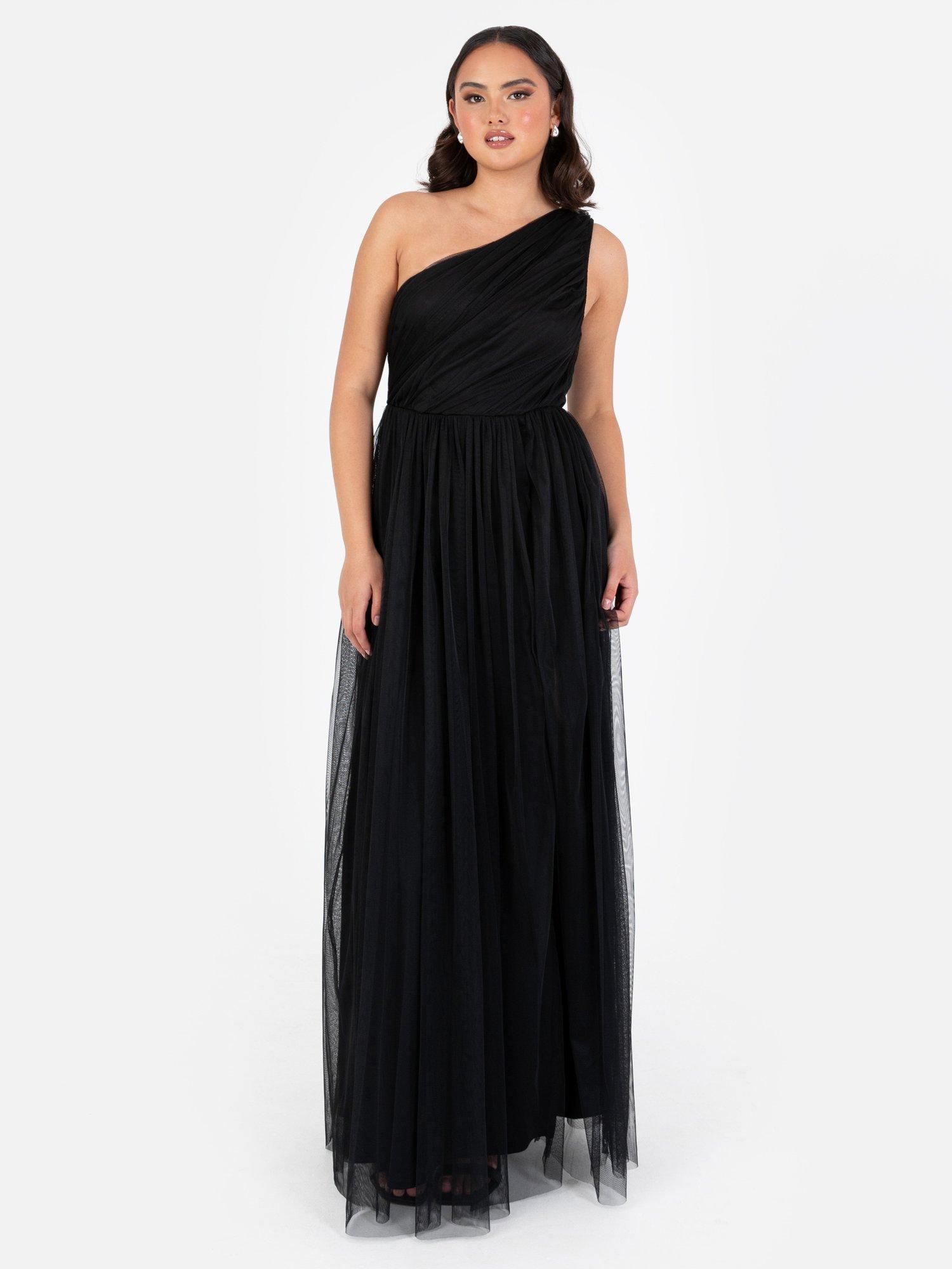 Product image 1 of 5, which shows Anaya With Love Tulle Asymmetric Maxi Dress, Black, 6