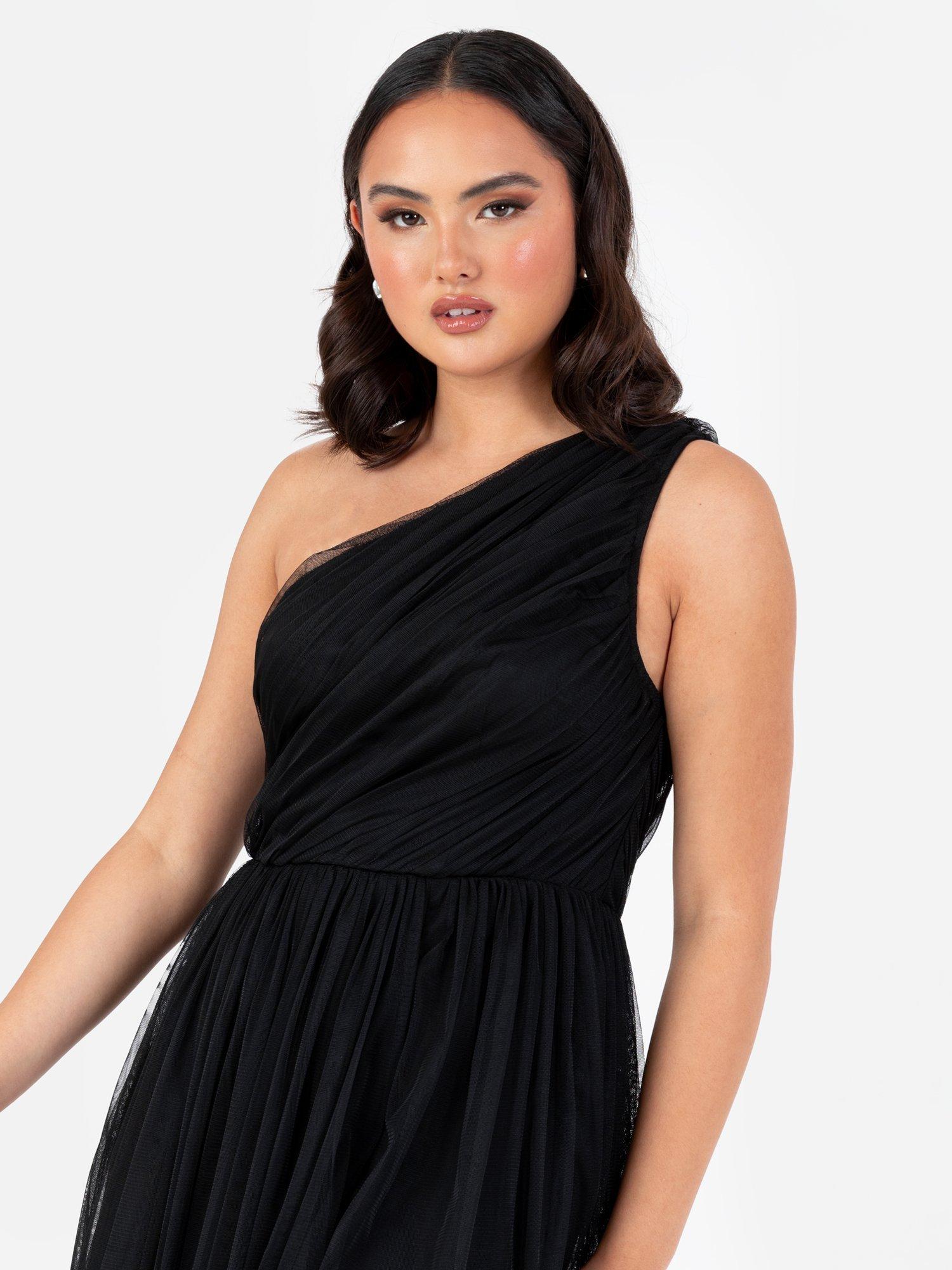 Product image 3 of 5, which shows Anaya With Love Tulle Asymmetric Maxi Dress, Black, 6