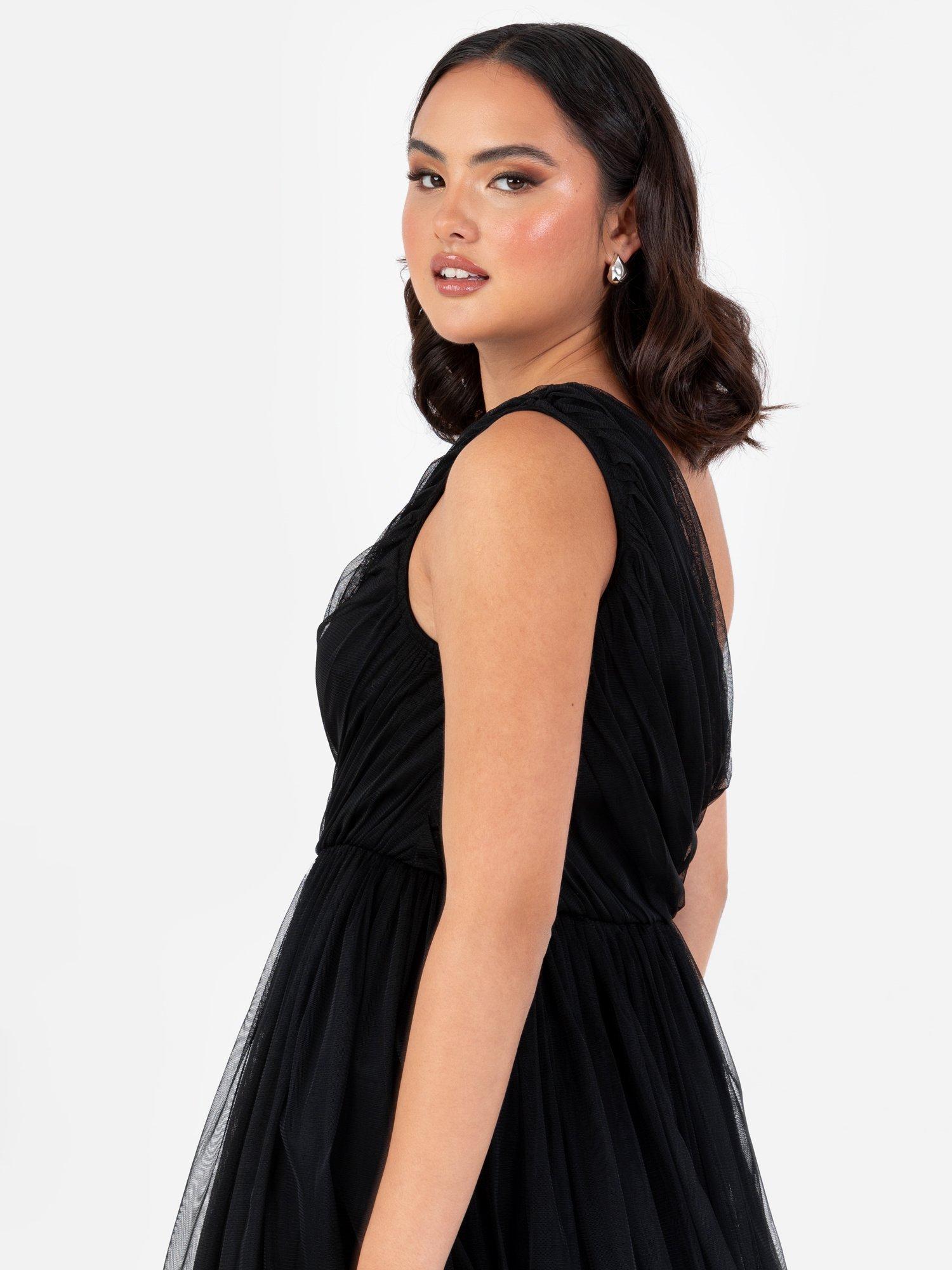 Product image 4 of 5, which shows Anaya With Love Tulle Asymmetric Maxi Dress, Black, 6