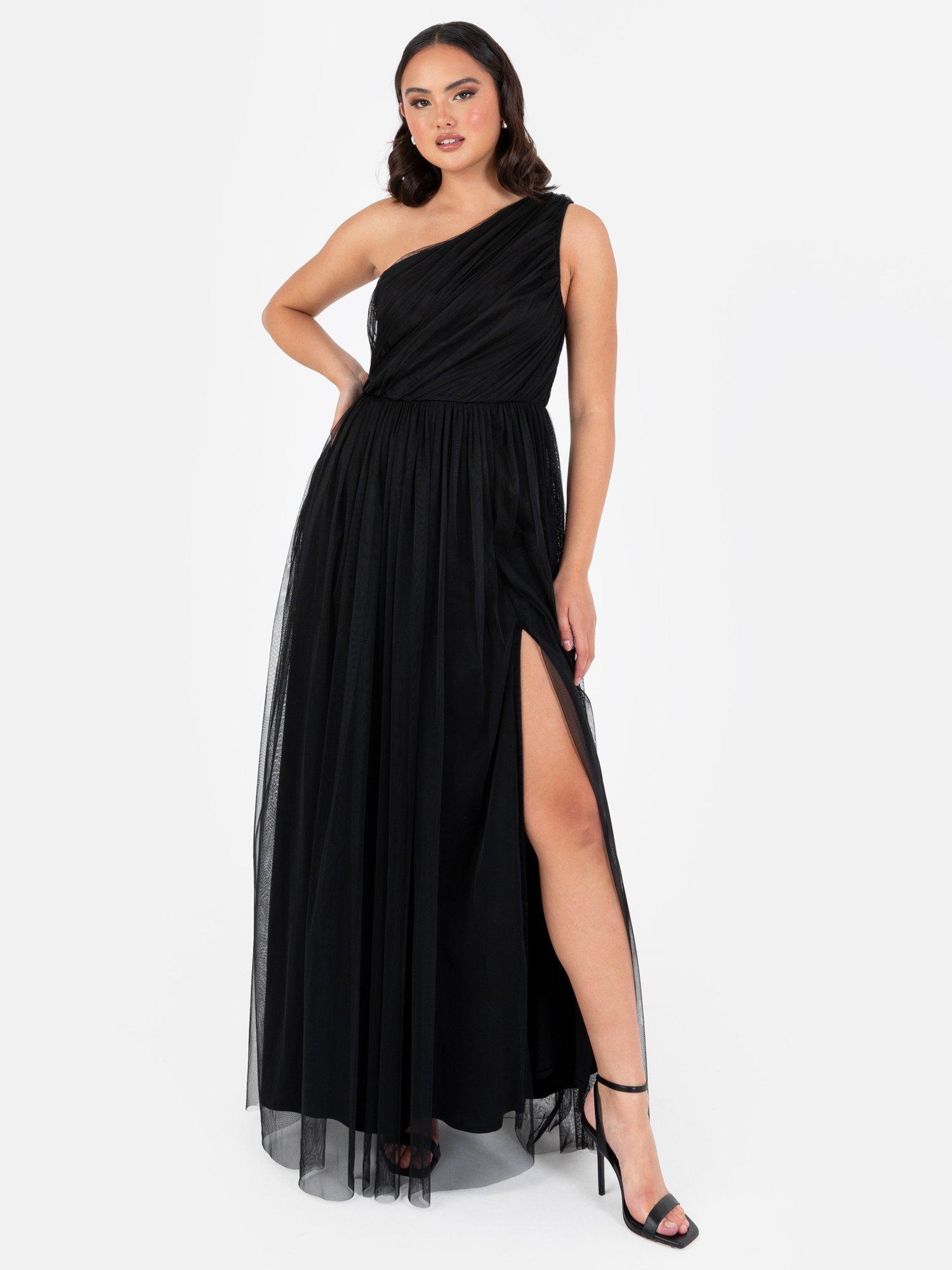Product image 5 of 5, which shows Anaya With Love Tulle Asymmetric Maxi Dress, Black, 6