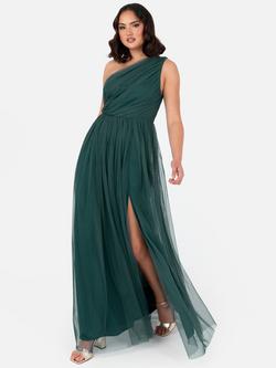 Anaya With Love Tulle Asymmetric Maxi Dress, Emerald Green