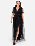 Anaya With Love Faux Wrap Sash Belt Maxi Dress, Black
