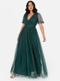 Anaya With Love Faux Wrap Sash Belt Maxi Dress, Emerald Green