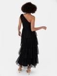 Anaya With Love Asymmetric Tiered Tulle Dress, Black