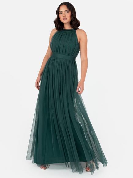 anaya with love green dress Anaya With Love Recycled Frosty Green Self-Tie Halter Neck Maxi Dress   Maya Deluxe