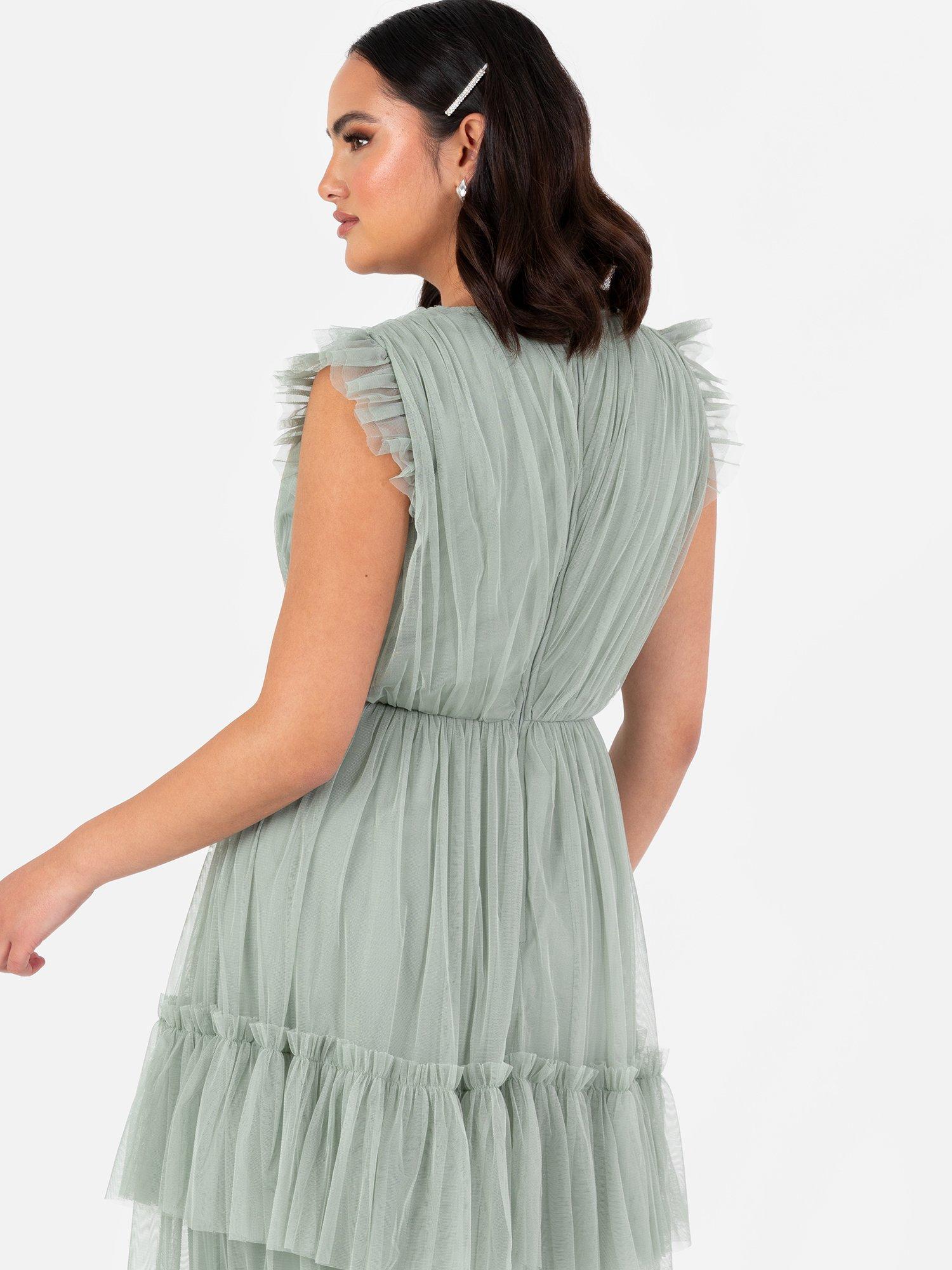 Product image 4 of 5, which shows Anaya With Love Wrap Bodice Tulle Maxi Dress, Frosty Green, 6