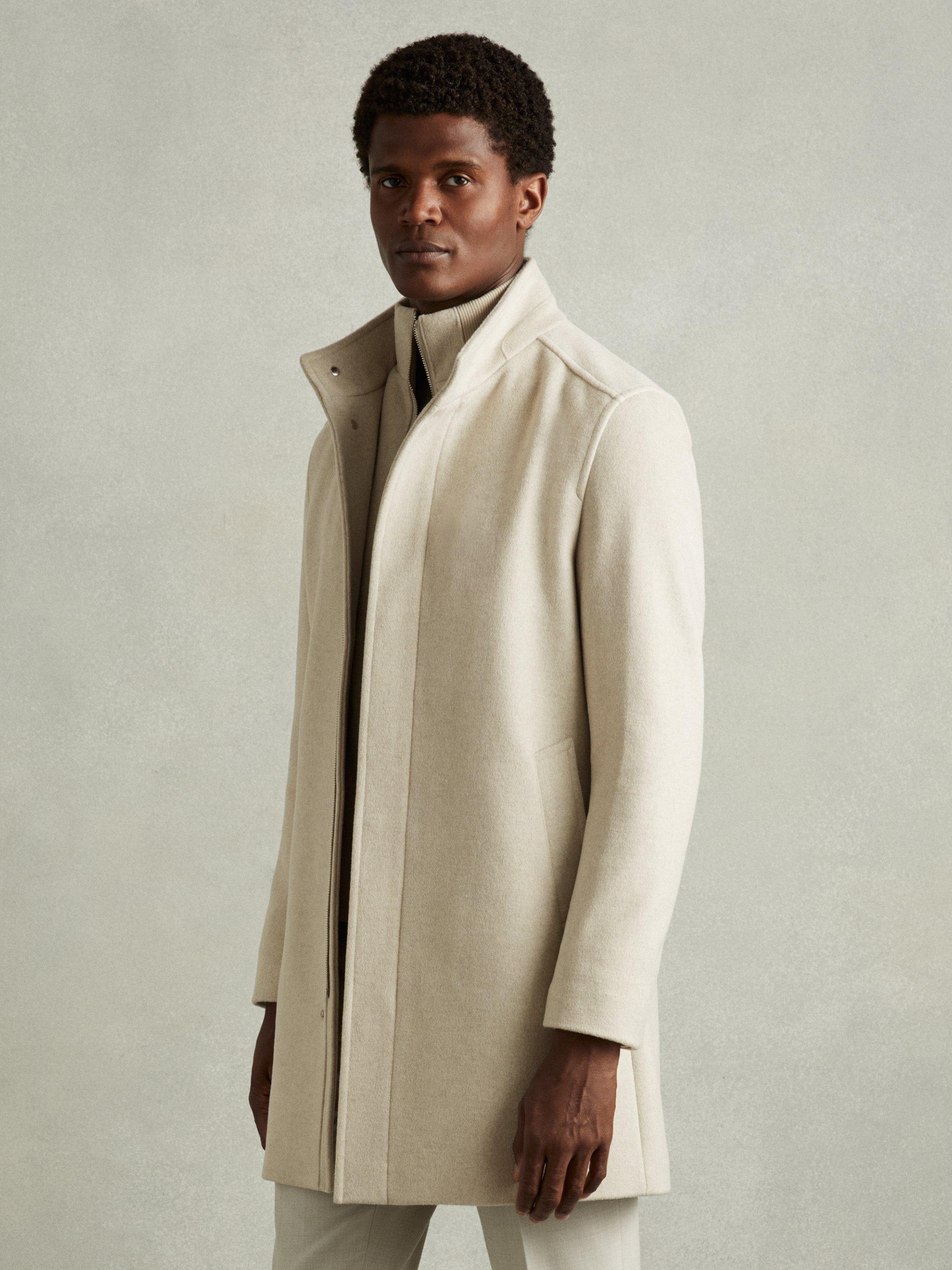 Product image 4 of 5, which shows Reiss Bhule Wool Blend Coat, Oatmeal, M