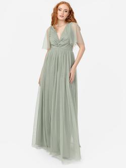 Anaya With Love Twist Front Tulle Maxi Dress, Frosty Green, Frosty Green