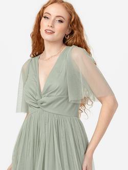 Anaya With Love Twist Front Tulle Maxi Dress, Frosty Green - view 2, Frosty Green
