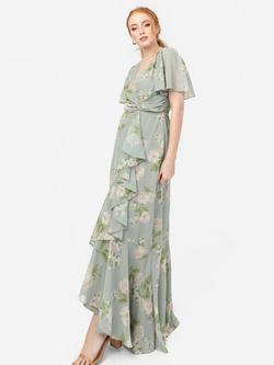 Anaya With Love Faux Ruffle Wrap Maxi Dress, Sage Floral Print, Sage Floral Print