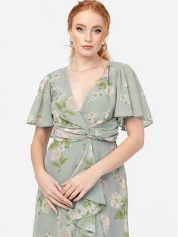 Anaya With Love Faux Ruffle Wrap Maxi Dress, Sage Floral Print - view 2, Sage Floral Print