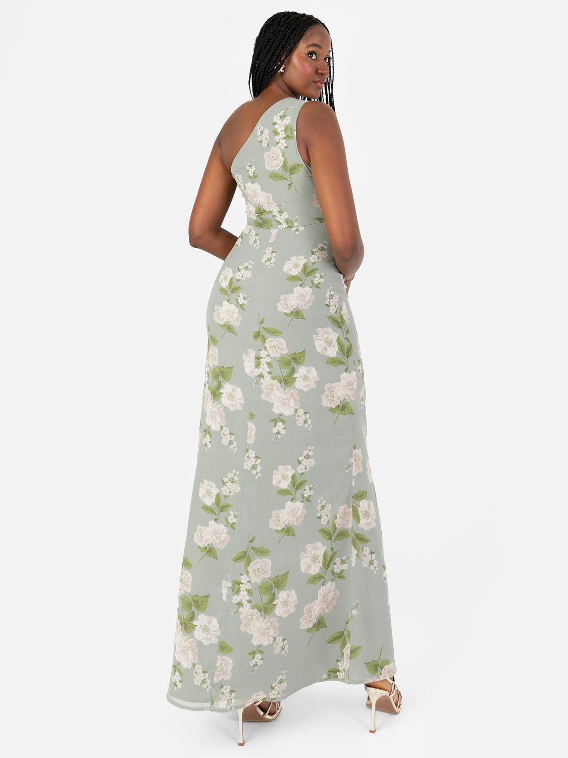 Product image 2 of 4, which shows Anaya With Love Waterfall Asymmetric Maxi Dress, Sage Floral Print, 6