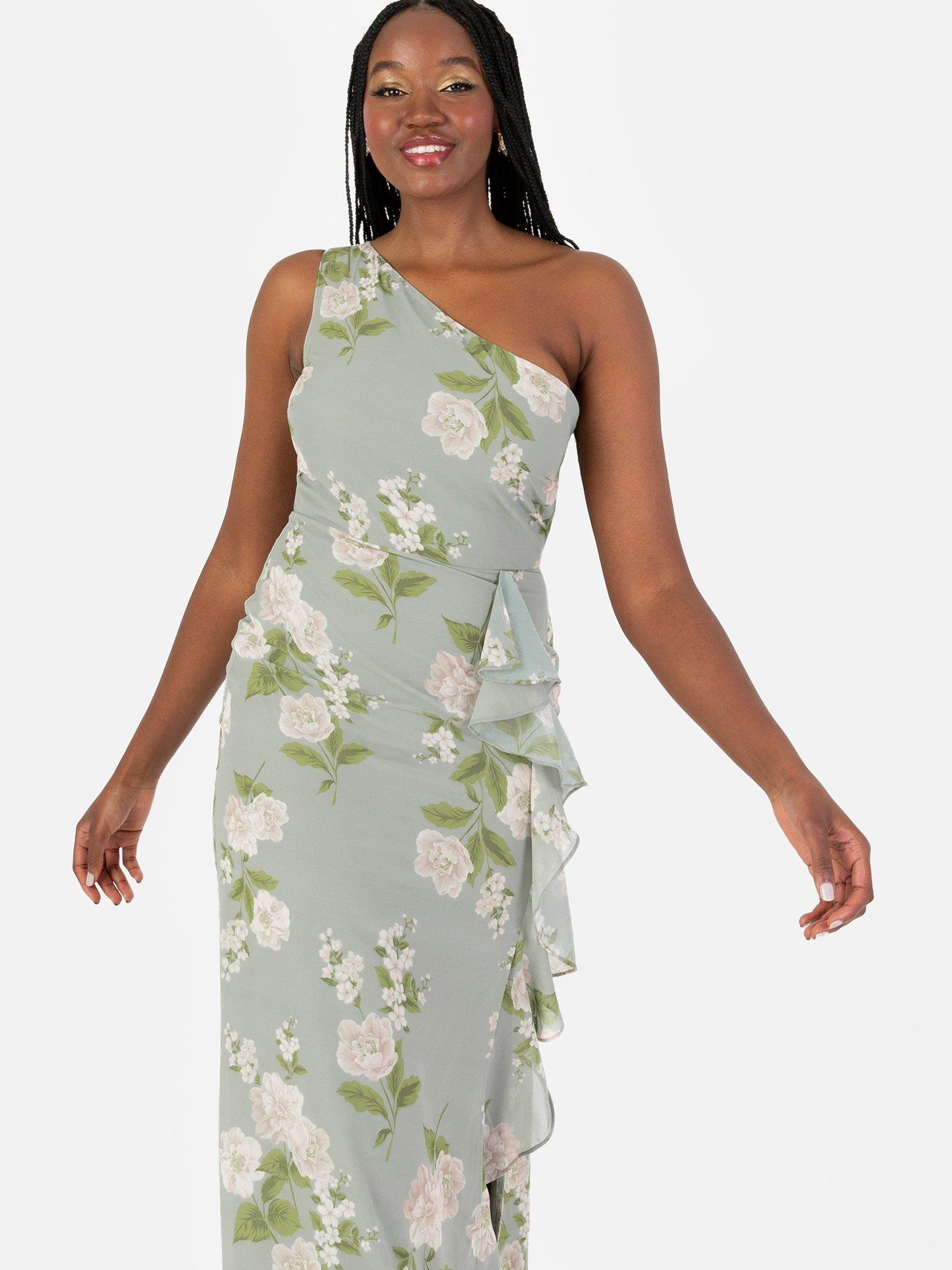 Product image 4 of 4, which shows Anaya With Love Waterfall Asymmetric Maxi Dress, Sage Floral Print, 6