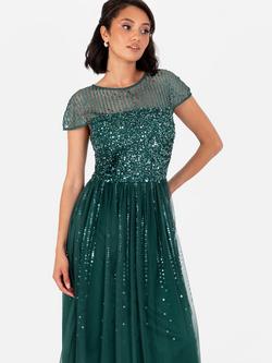 Maya Deluxe Linear Sequin Embellished Maxi Dress - view 2, Emerald