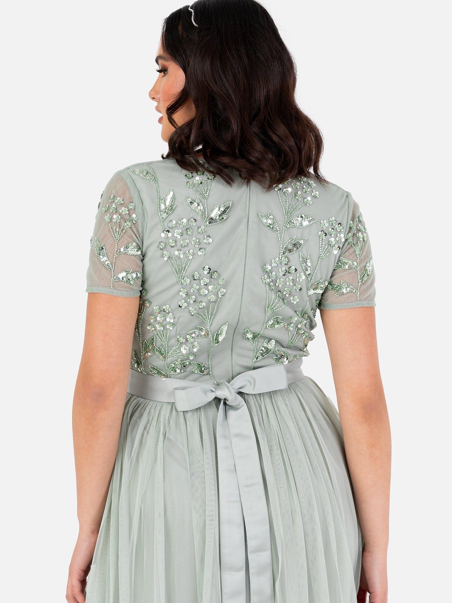 Product image 2 of 4, which shows Maya Deluxe Floral Embellished Maxi Dress, Green Lily, 6
