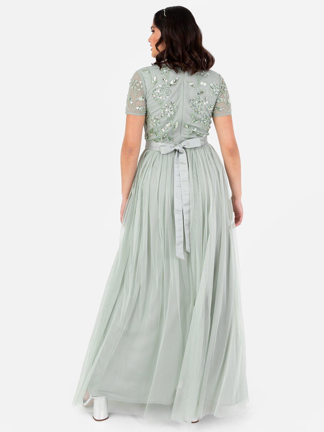 Product image 4 of 4, which shows Maya Deluxe Floral Embellished Maxi Dress, Green Lily, 6