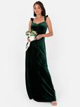 Maya Deluxe Velvet Tie Back Maxi Dress, Emerald Green