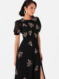 Maya Deluxe Beaded Floral Maxi Dress - view 2, Black