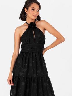 Maya Deluxe Halterneck Corsage Maxi Dress - view 2, Black