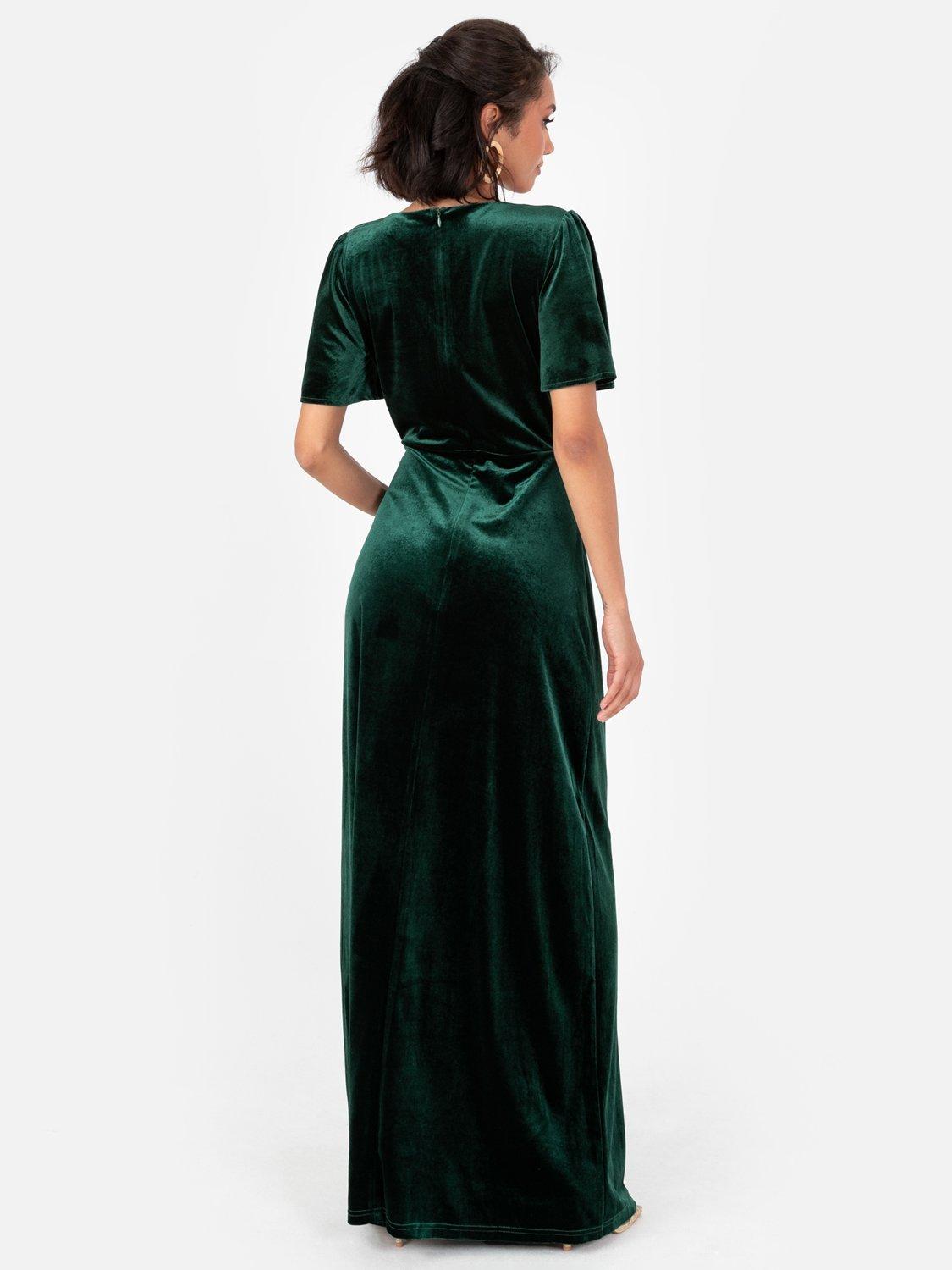 Product image 3 of 4, which shows Maya Deluxe Velvet Angel Sleeve Maxi Dress, Emerald Green, 6