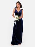 Maya Deluxe Velvet Tie Shoulder Maxi Dress, Sage Green