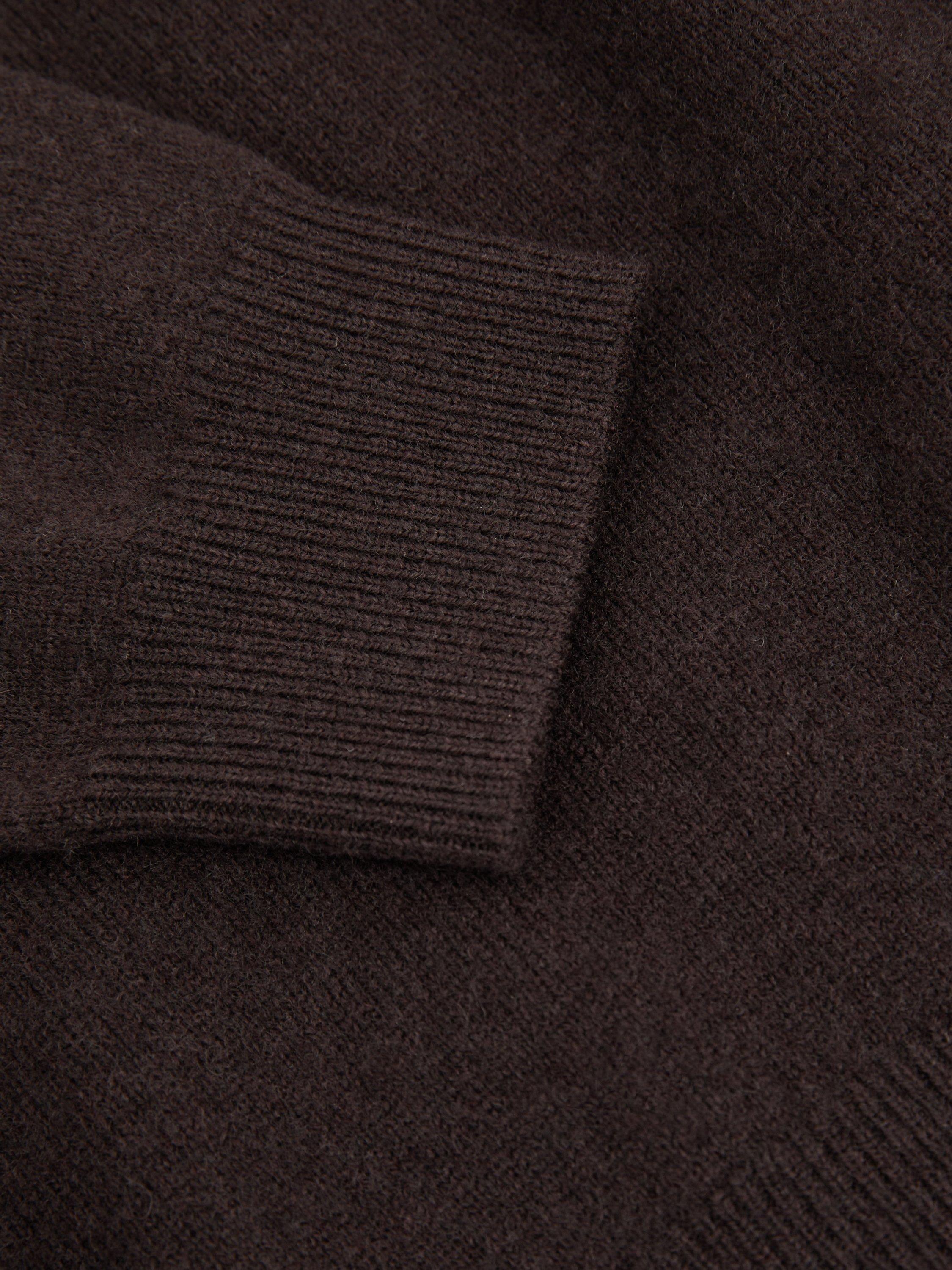Product image 4 of 4, which shows Reiss Kids' Grange Wool Cashmere Long Sleeve Polo Jumper, Chocolate Brown, 13-14 years