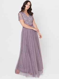 Maya Deluxe Stripe Embellished Sash Belt Maxi Dress, Moody Lilac