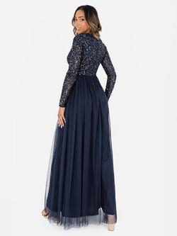 Maya Deluxe Embellished Sequin Maxi Dress - view 2, Navy