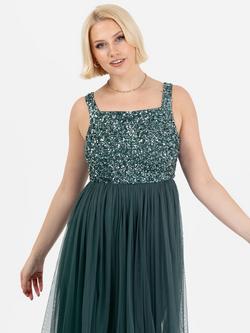 Maya Deluxe Strappy Sequin Maxi Dress - view 2, Emerald