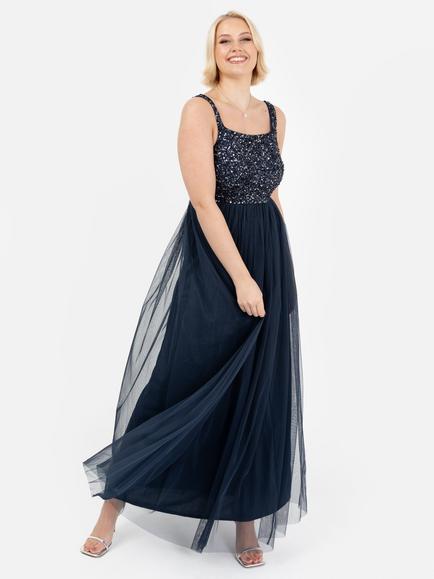Maya Deluxe Strappy Sequin Maxi Dress, Navy