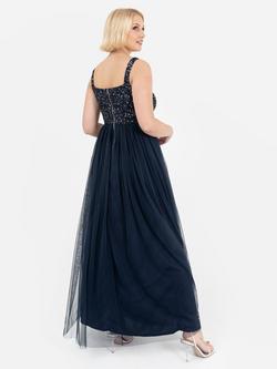 Maya Deluxe Strappy Sequin Maxi Dress - view 2, Navy