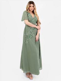 Maya Deluxe Embellished Chiffon Wrap Maxi Dress, Deep Mint, Deep Mint